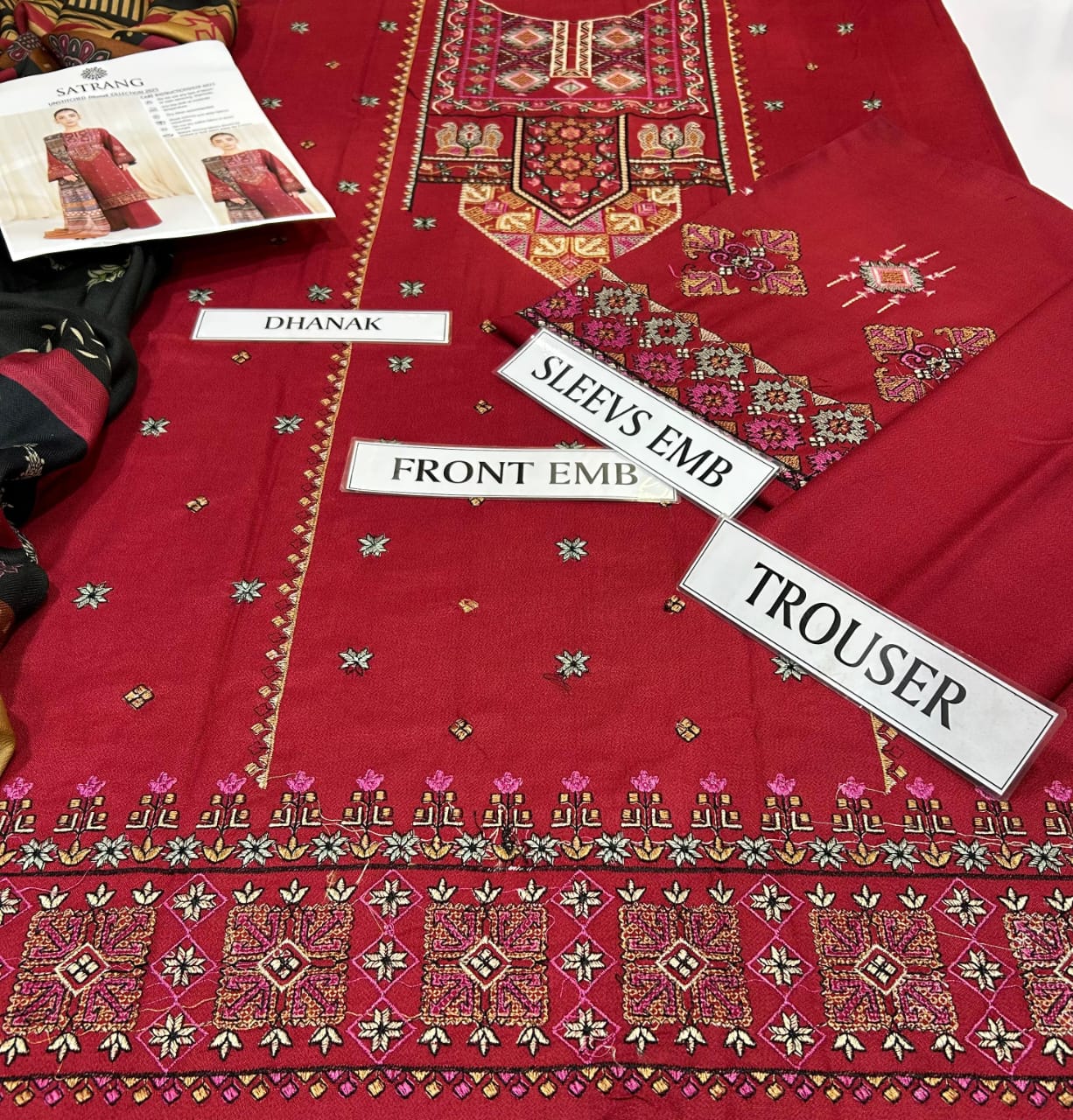 Satrang Winter Collection 2025 | 3PC Premium Air-Jet Dhanak Embroidered Suit with Pashmina Shawl